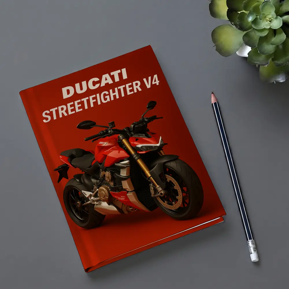 Ducati Streetfighter V4 Motorcycle Red Background – Notebooks