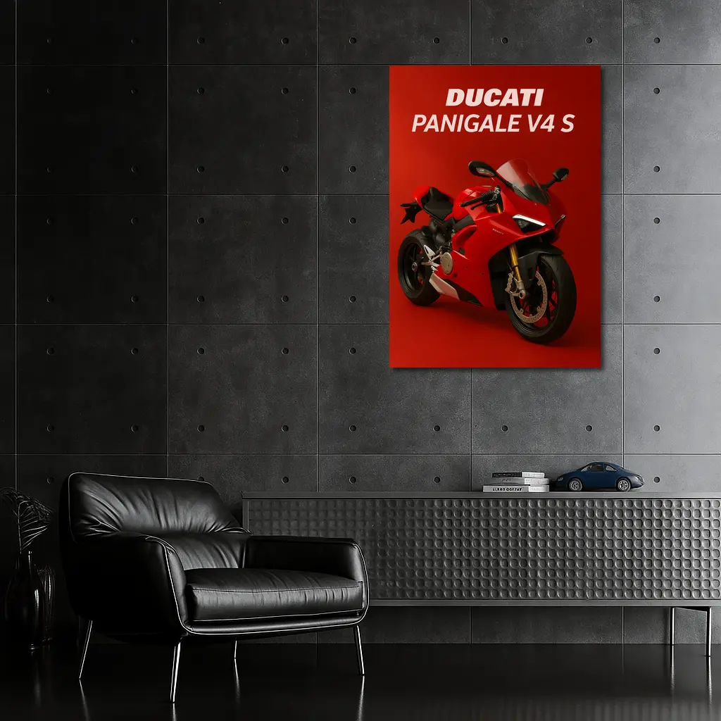 Ducati Panigale V4 S Red Background – Wall Art