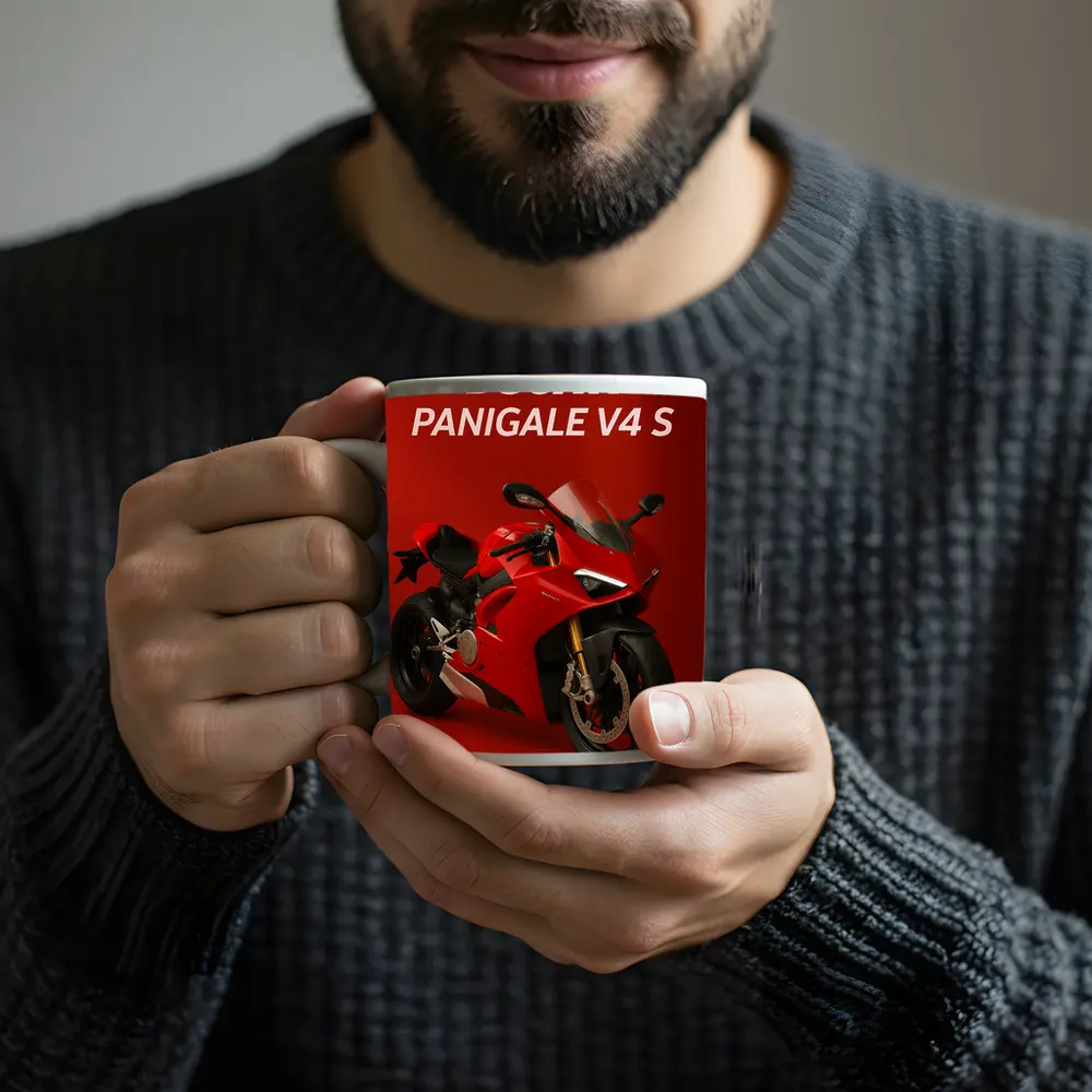Ducati Panigale V4 S Red Background – Mugs