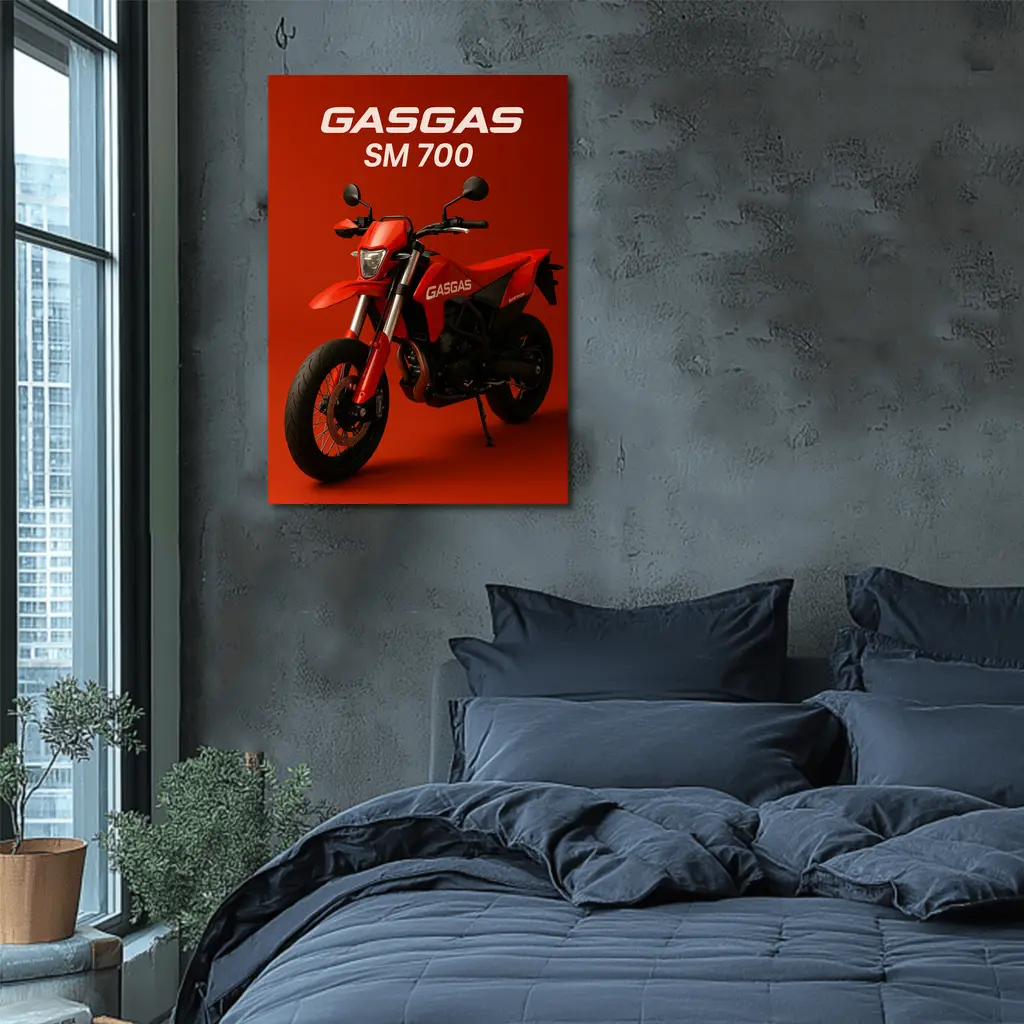 GASGAS SM 700 Motorcycle Red Background – Wall Art