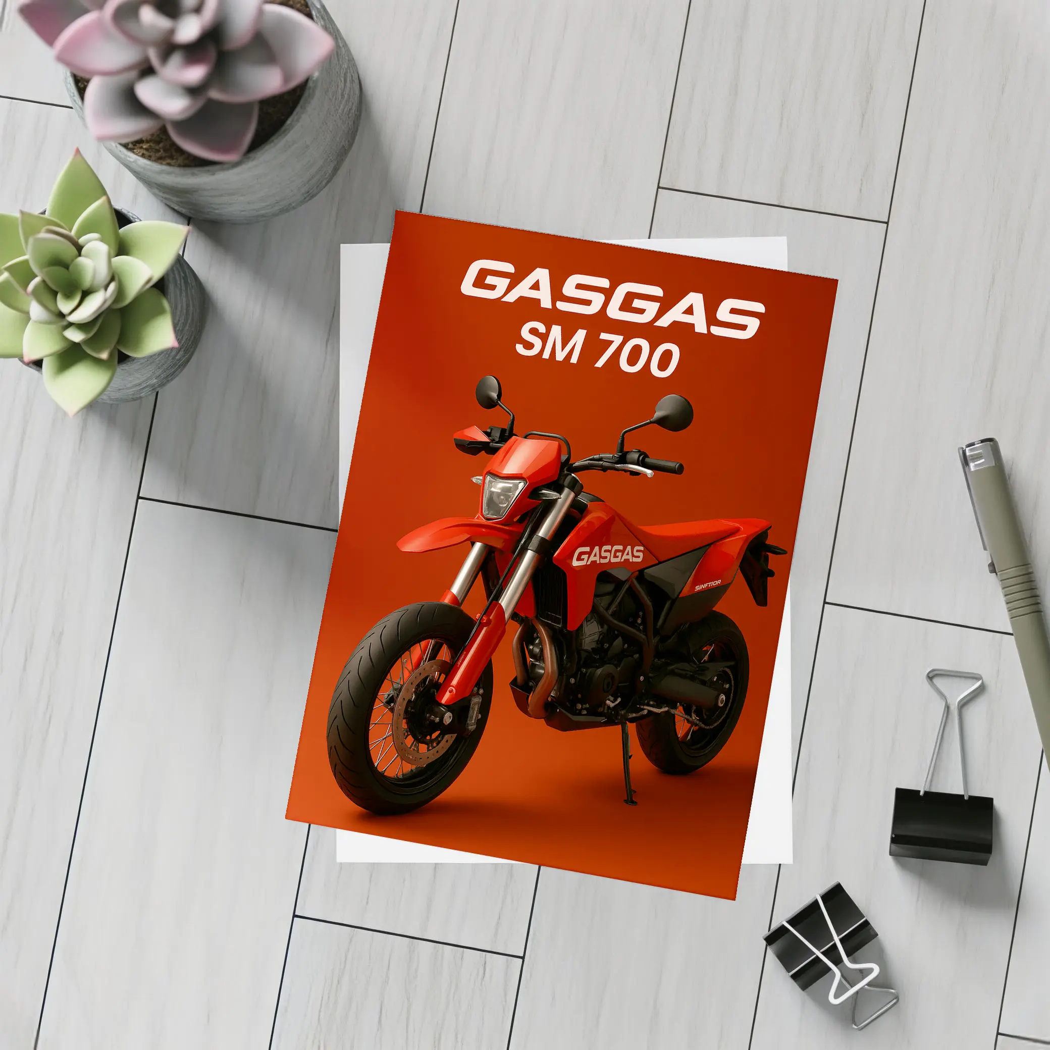 GASGAS SM 700 Motorcycle Red Background – Postcards