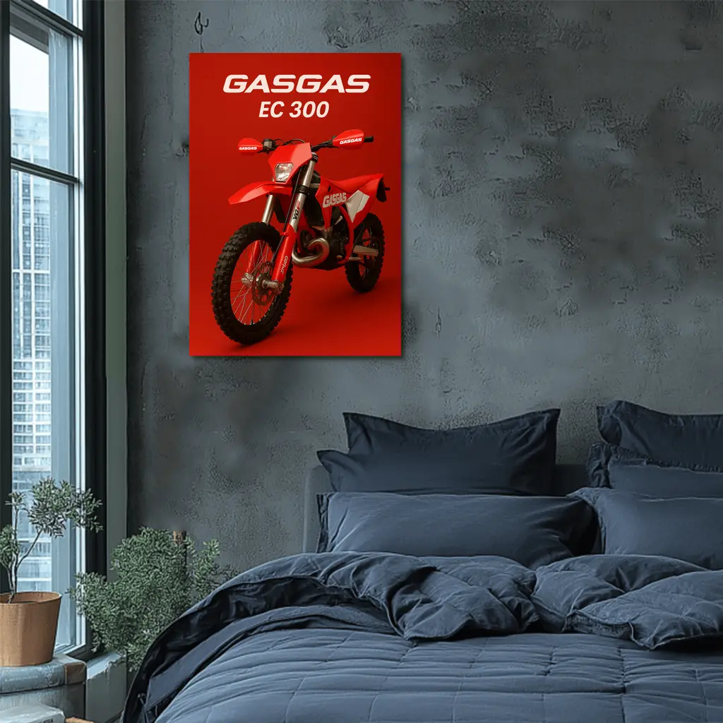GASGAS EC 300 Dirt Bike Red Background – Wall Art