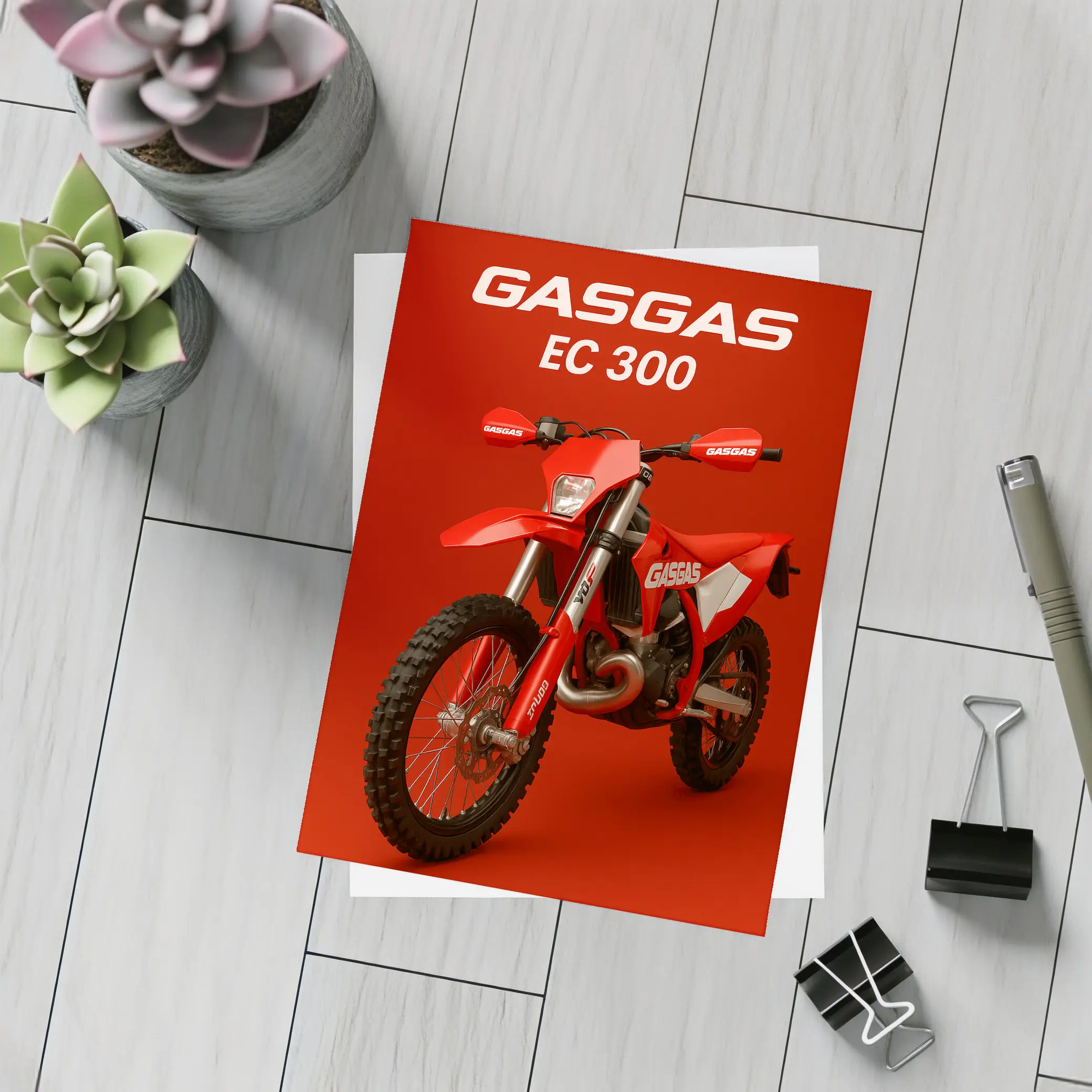 GASGAS EC 300 Dirt Bike Red Background – Postcards