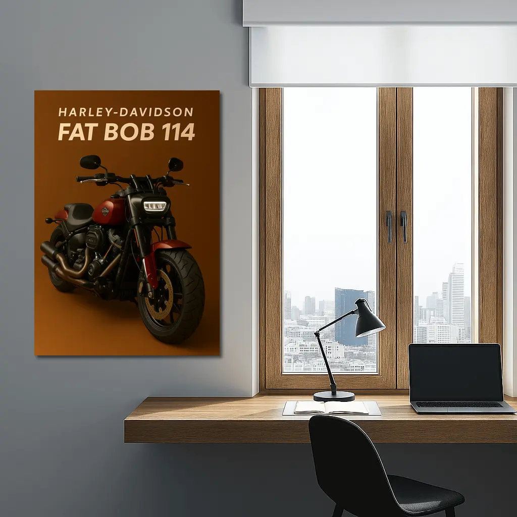 Harley Davidson Fat Bob Cruiser Brown Background – Wall Art