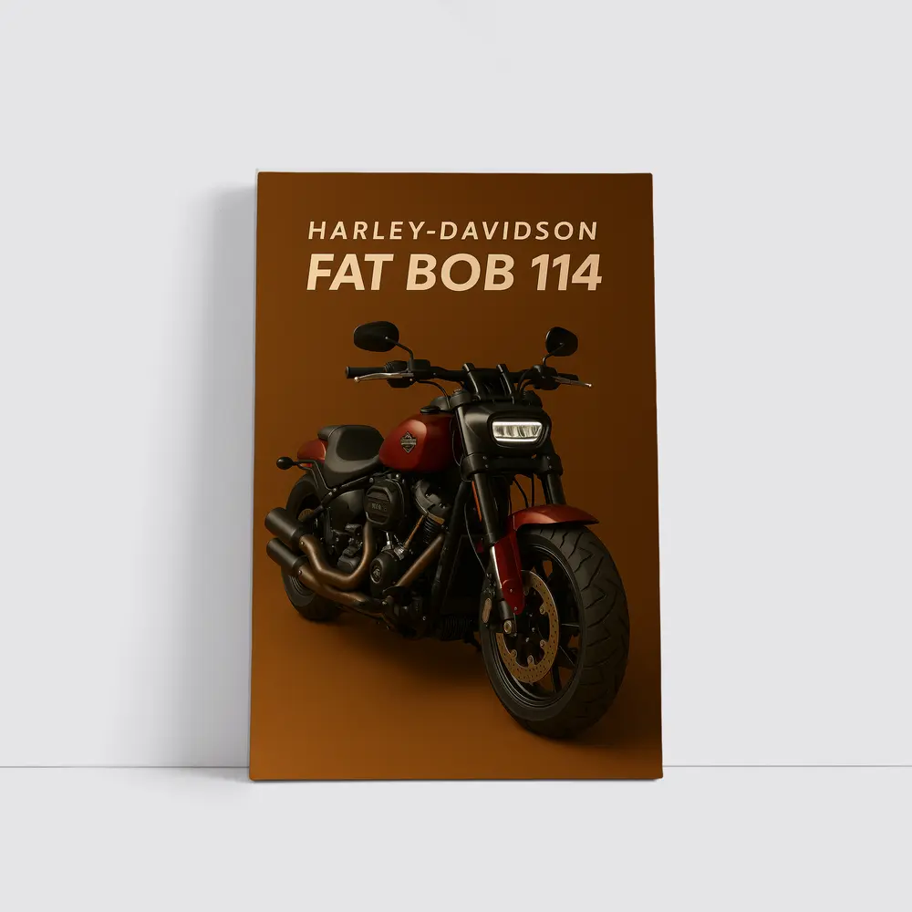 Harley Davidson Fat Bob Cruiser Brown Background – Wall Art