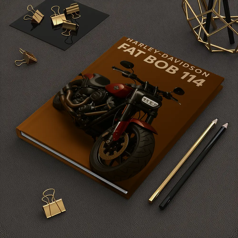 Harley Davidson Fat Bob Cruiser Brown Background – Notebooks