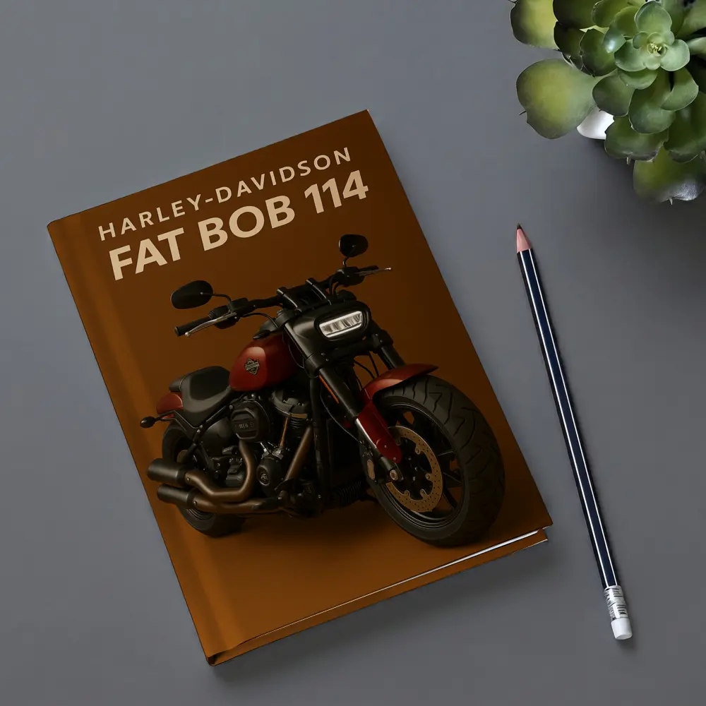 Harley Davidson Fat Bob Cruiser Brown Background – Notebooks