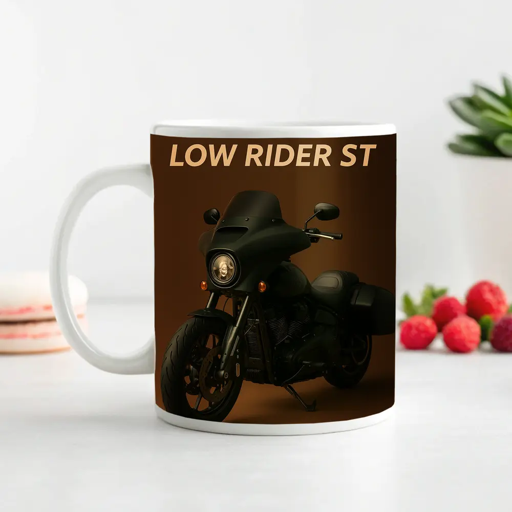 Harley Davidson Low Rider ST Brown Background – Mugs
