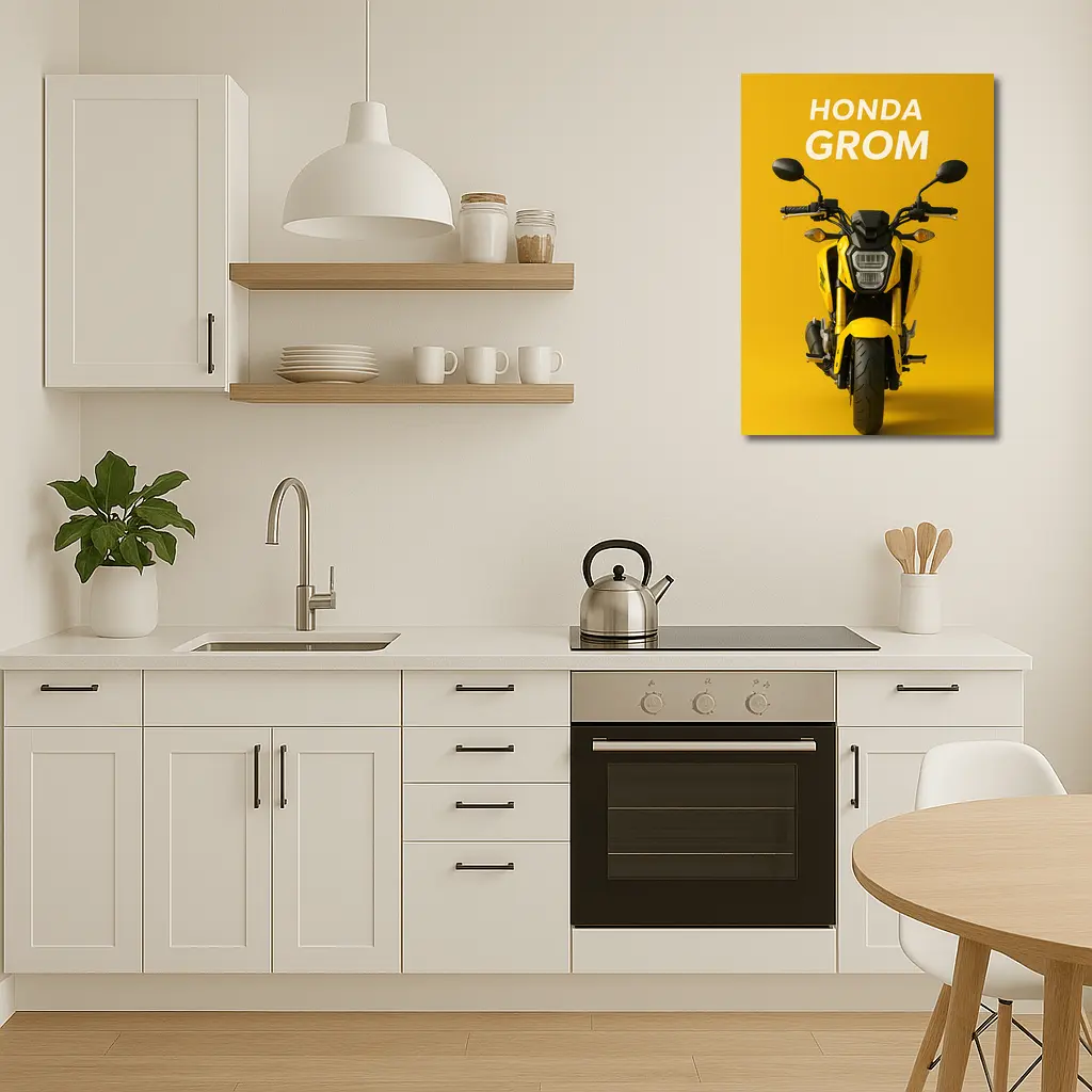 Honda Grom Yellow Motorcycle Front View – Wall Art