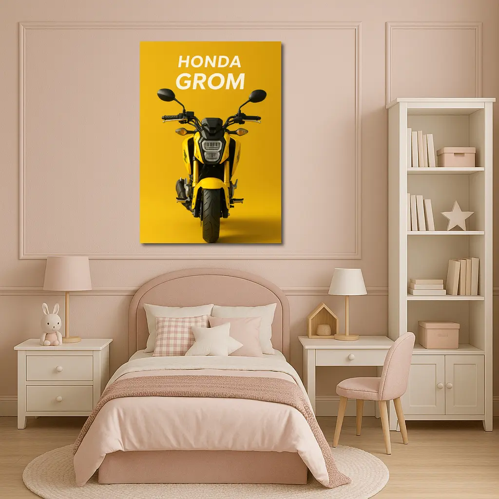 Honda Grom Yellow Motorcycle Front View – Wall Art