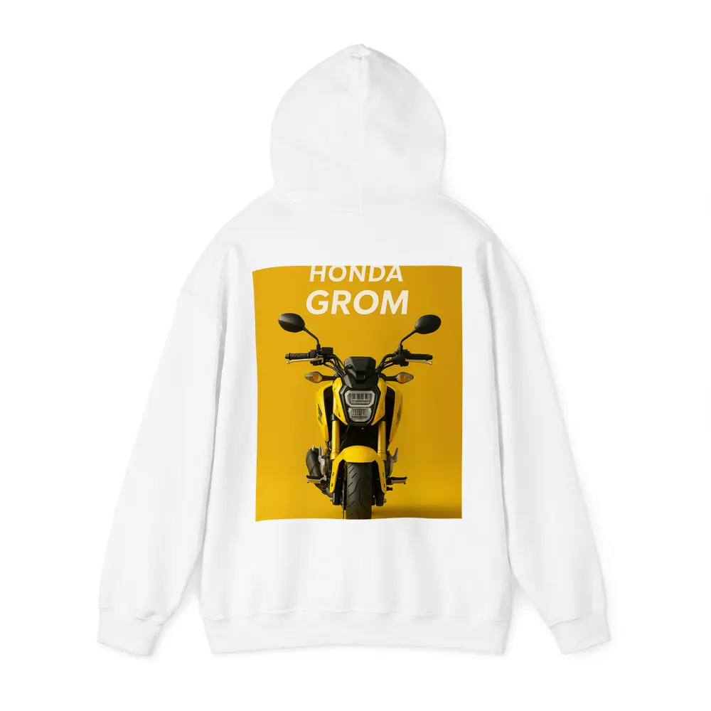 Honda Grom Yellow Motorcycle Front View – Hoodies