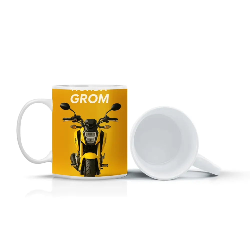 Honda Grom Yellow Motorcycle Front View – Mugs