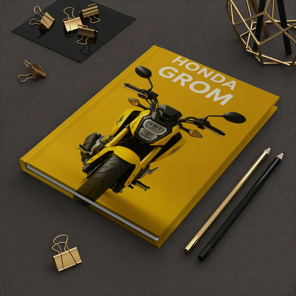 Honda Grom Yellow Motorcycle Front View – Notebooks