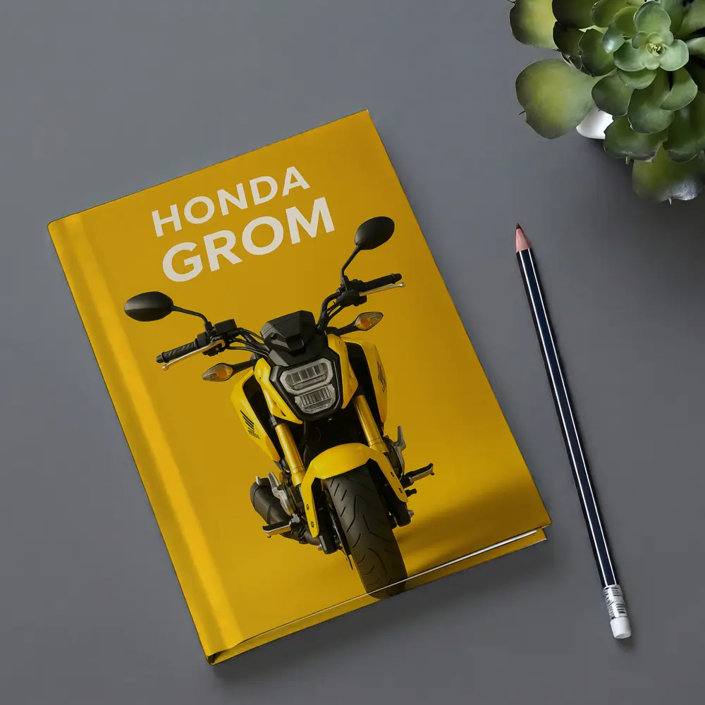 Honda Grom Yellow Motorcycle Front View – Notebooks