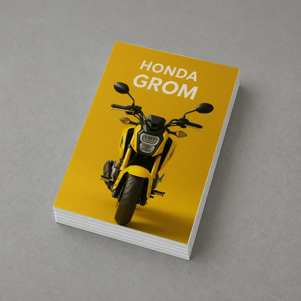Honda Grom Yellow Motorcycle Front View – Postcards