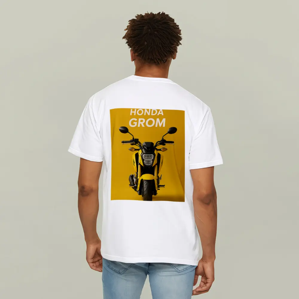 Honda Grom Yellow Motorcycle Front View – T-Shirts
