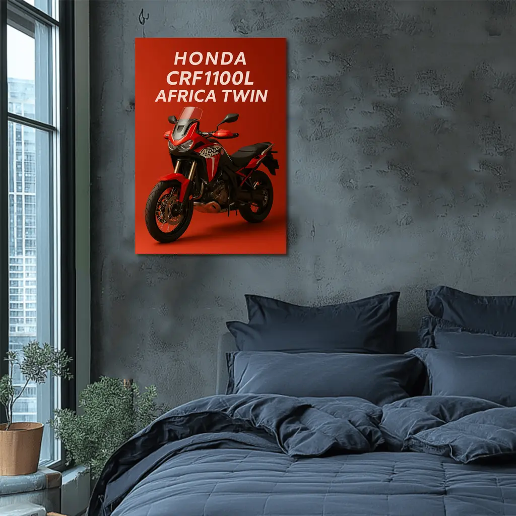 Honda CRF1100L Africa Twin Red Background – Wall Art