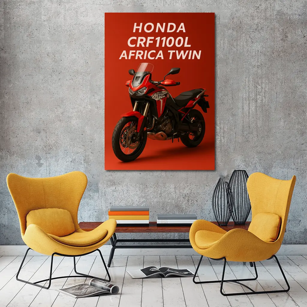 Honda CRF1100L Africa Twin Red Background – Wall Art
