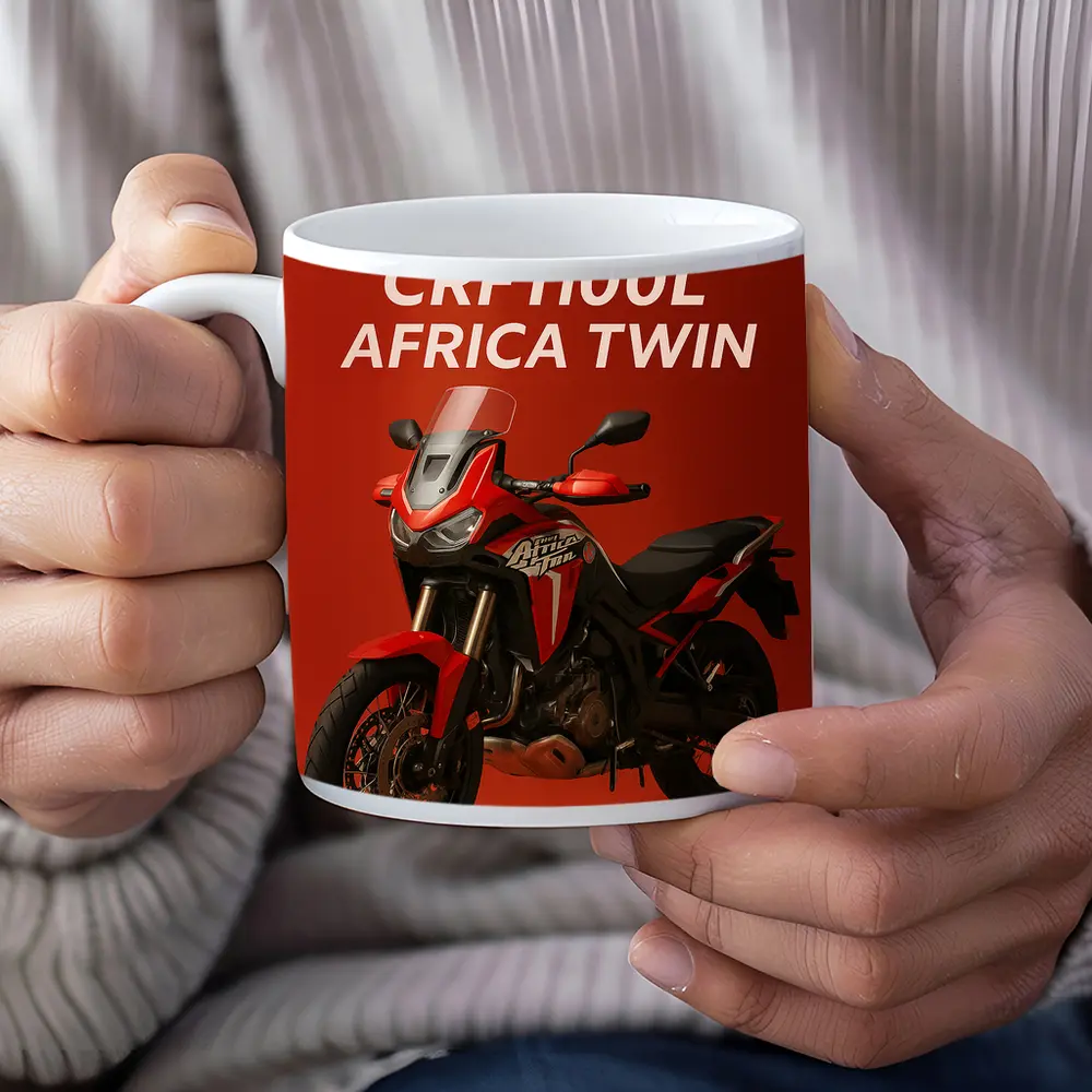Honda CRF1100L Africa Twin Red Background – Mugs