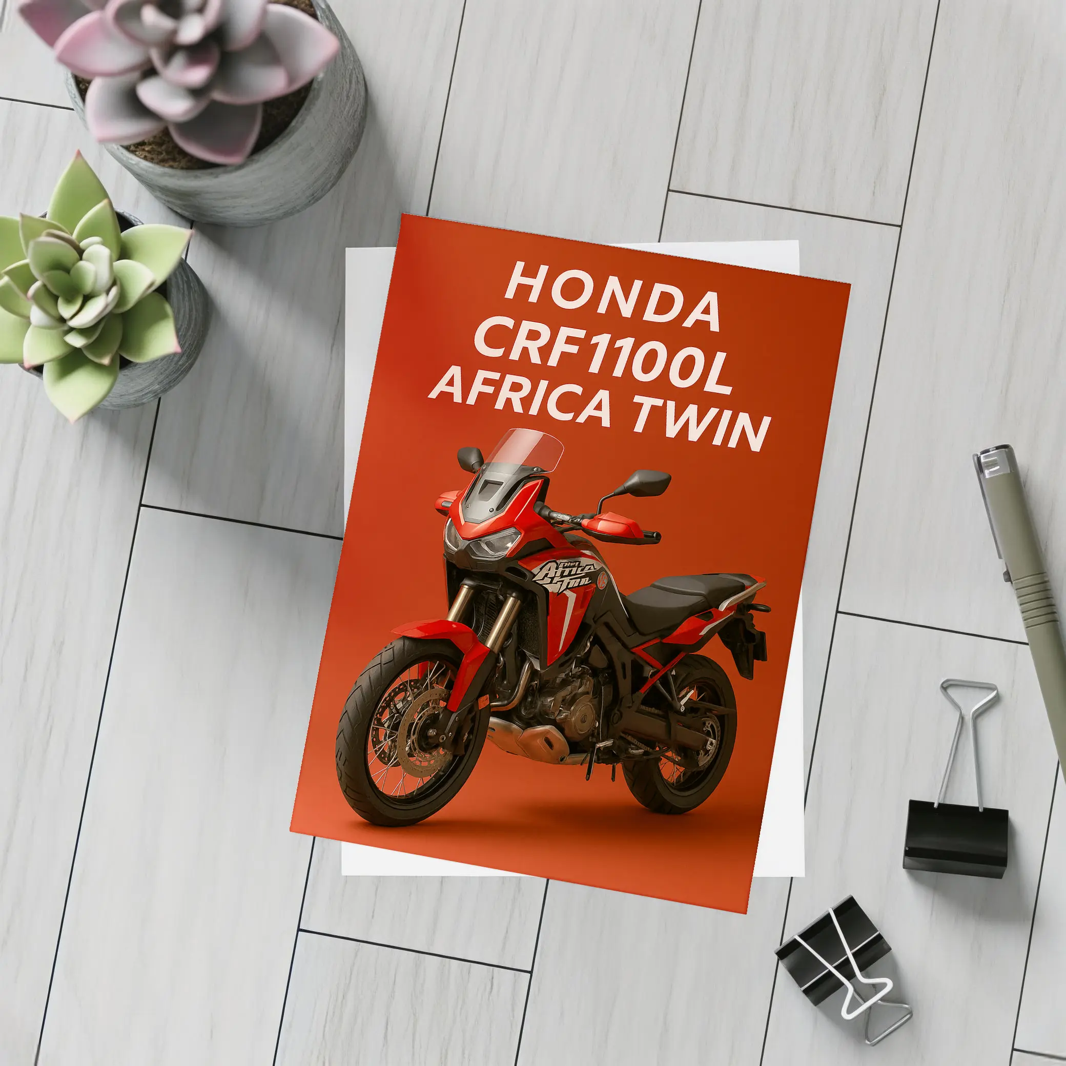 Honda CRF1100L Africa Twin Red Background – Postcards
