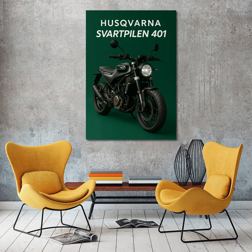 Husqvarna Svartpilen 401 Dark Green Background – Wall Art
