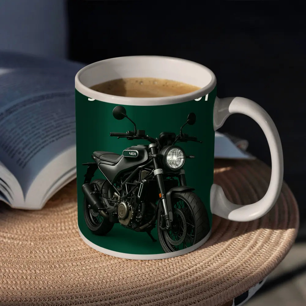 Husqvarna Svartpilen 401 Dark Green Background – Mugs