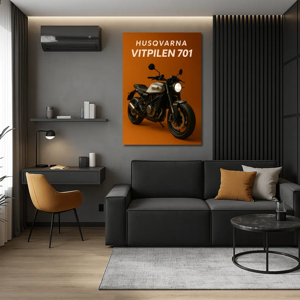 Husqvarna Vitpilen 701 Motorcycle Orange Background – Wall Art