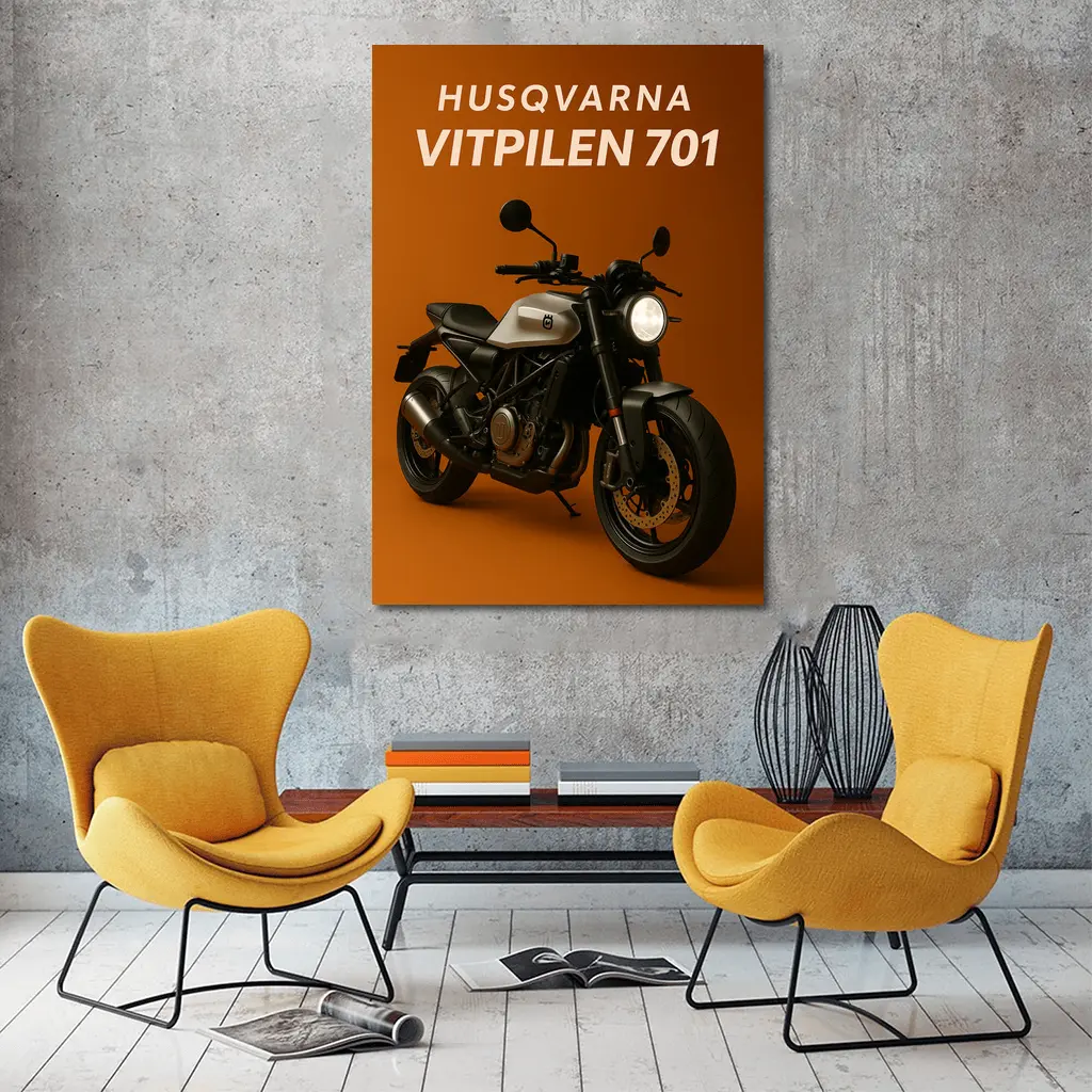 Husqvarna Vitpilen 701 Motorcycle Orange Background – Wall Art