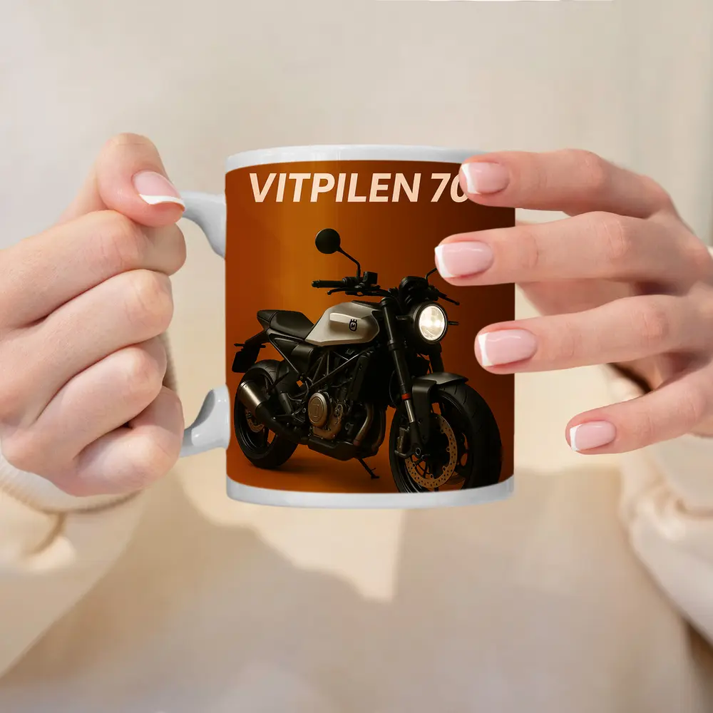 Husqvarna Vitpilen 701 Motorcycle Orange Background – Mugs