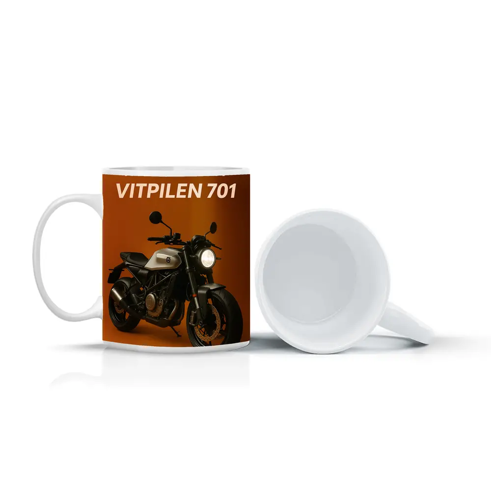 Husqvarna Vitpilen 701 Motorcycle Orange Background – Mugs