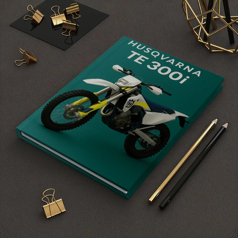 Husqvarna TE 300i Dirt Bike Teal Background – Notebooks
