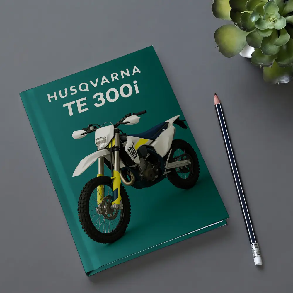 Husqvarna TE 300i Dirt Bike Teal Background – Notebooks