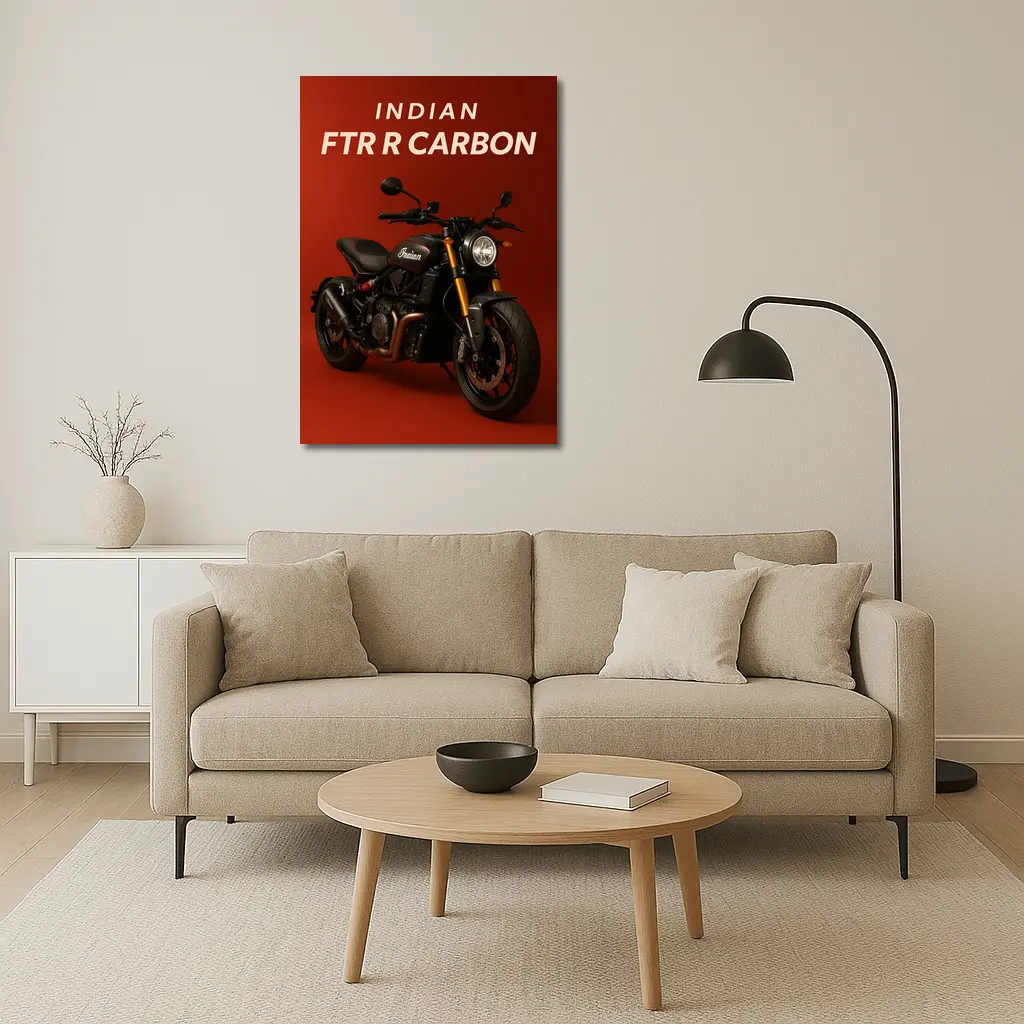 Indian FTR R Carbon Motorcycle Red Background – Wall Art
