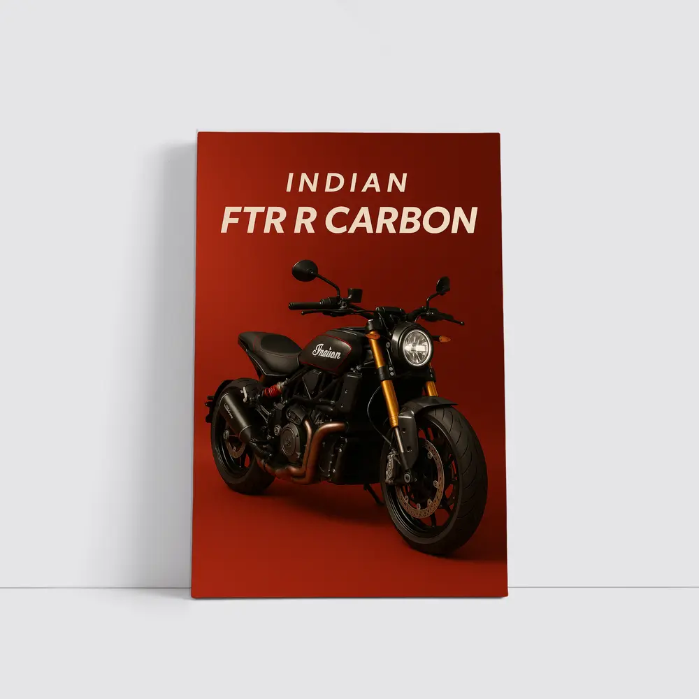 Indian FTR R Carbon Motorcycle Red Background – Wall Art