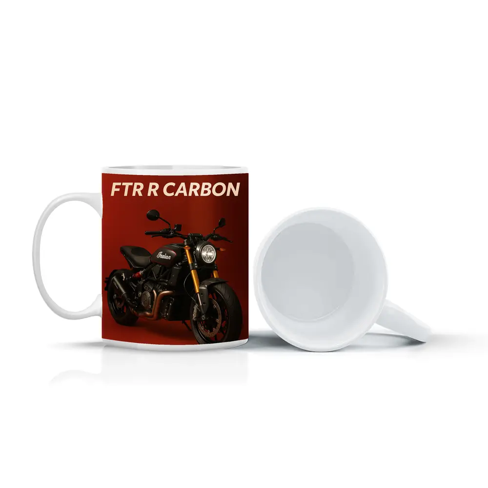Indian FTR R Carbon Motorcycle Red Background – Mugs
