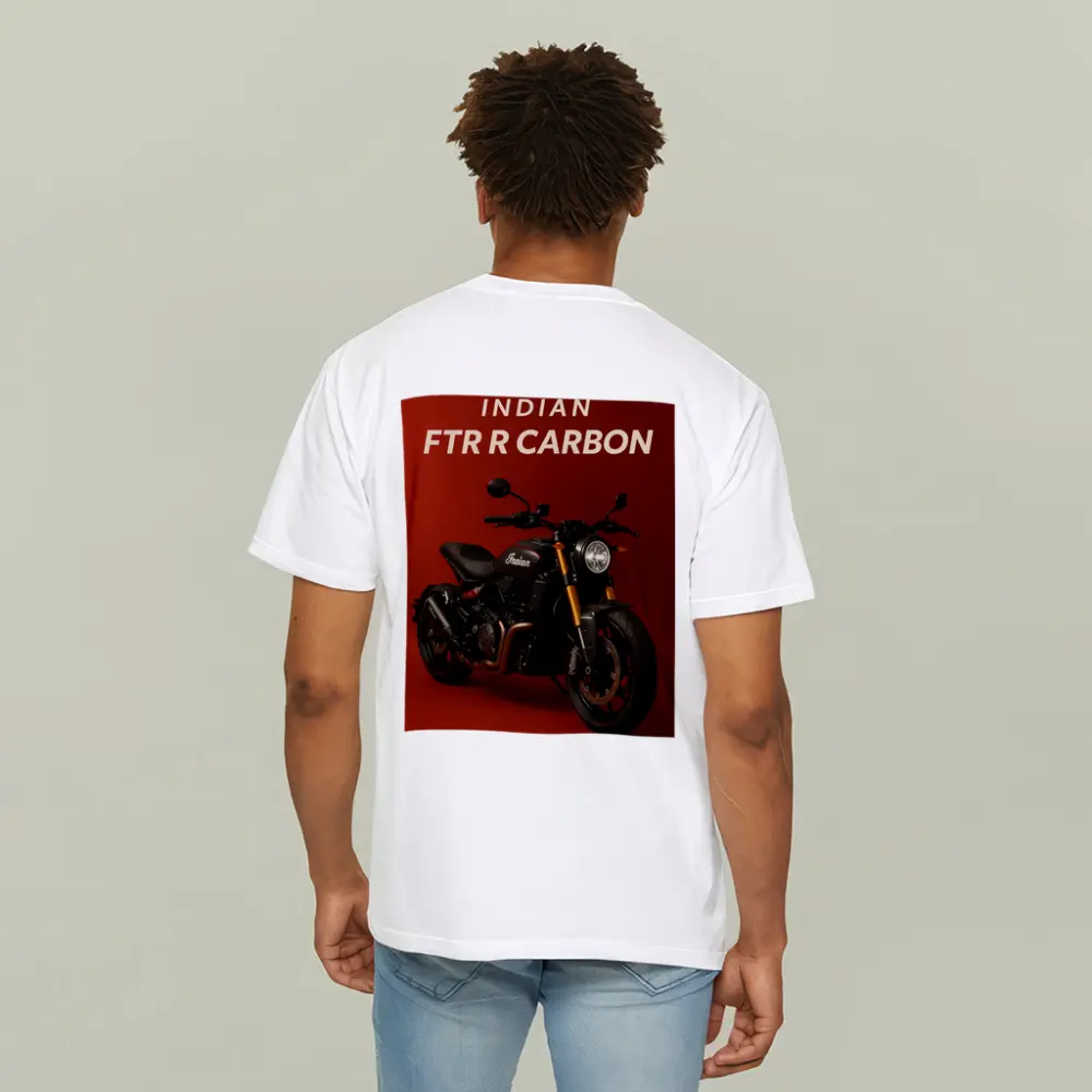 Indian FTR R Carbon Motorcycle Red Background – T-Shirts