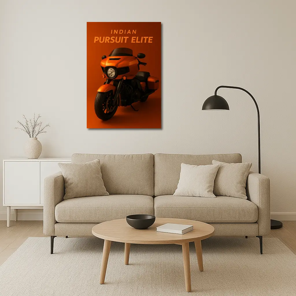 Indian Pursuit Elite Motorcycle Orange Background – Wall Art