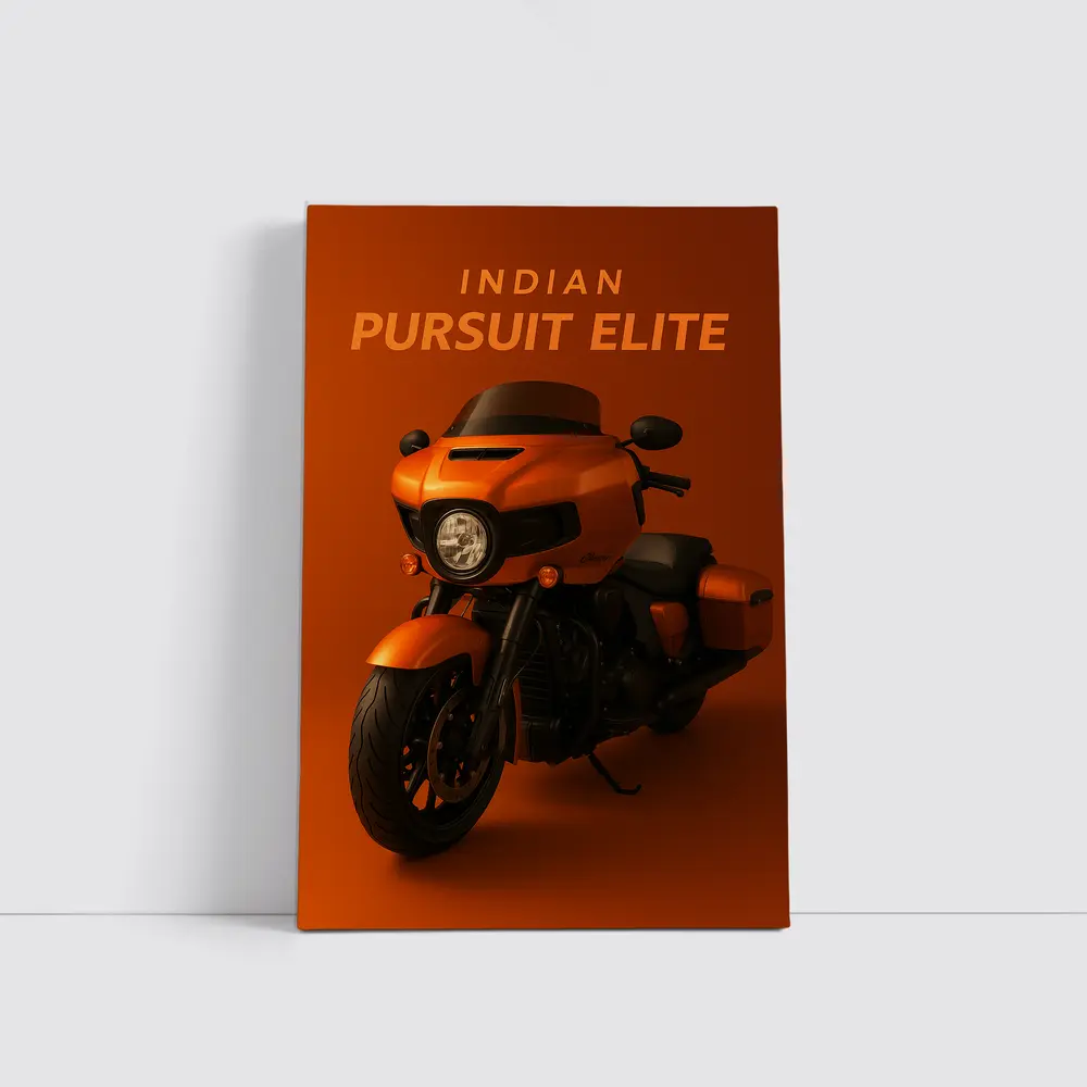 Indian Pursuit Elite Motorcycle Orange Background – Wall Art