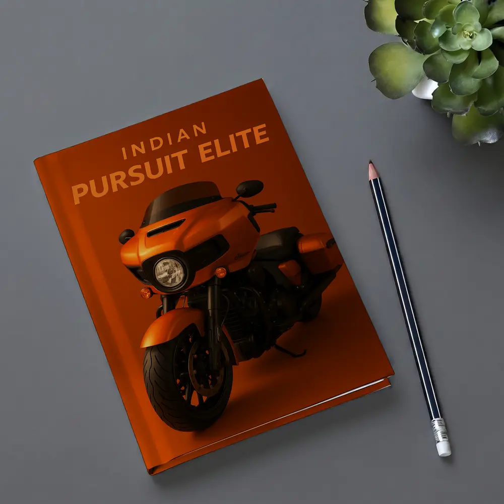 Indian Pursuit Elite Motorcycle Orange Background – Notebooks