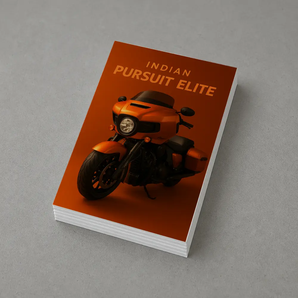 Indian Pursuit Elite Motorcycle Orange Background – Postcards