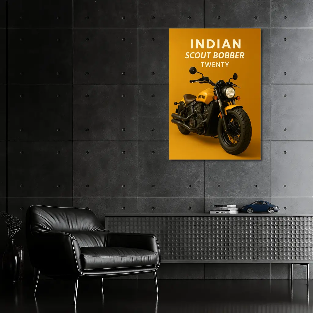 Indian Scout Bobber Twenty Yellow Background – Wall Art