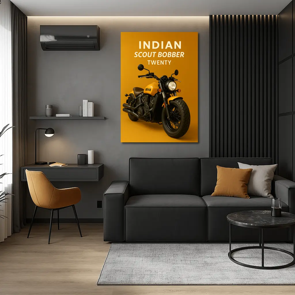 Indian Scout Bobber Twenty Yellow Background – Wall Art