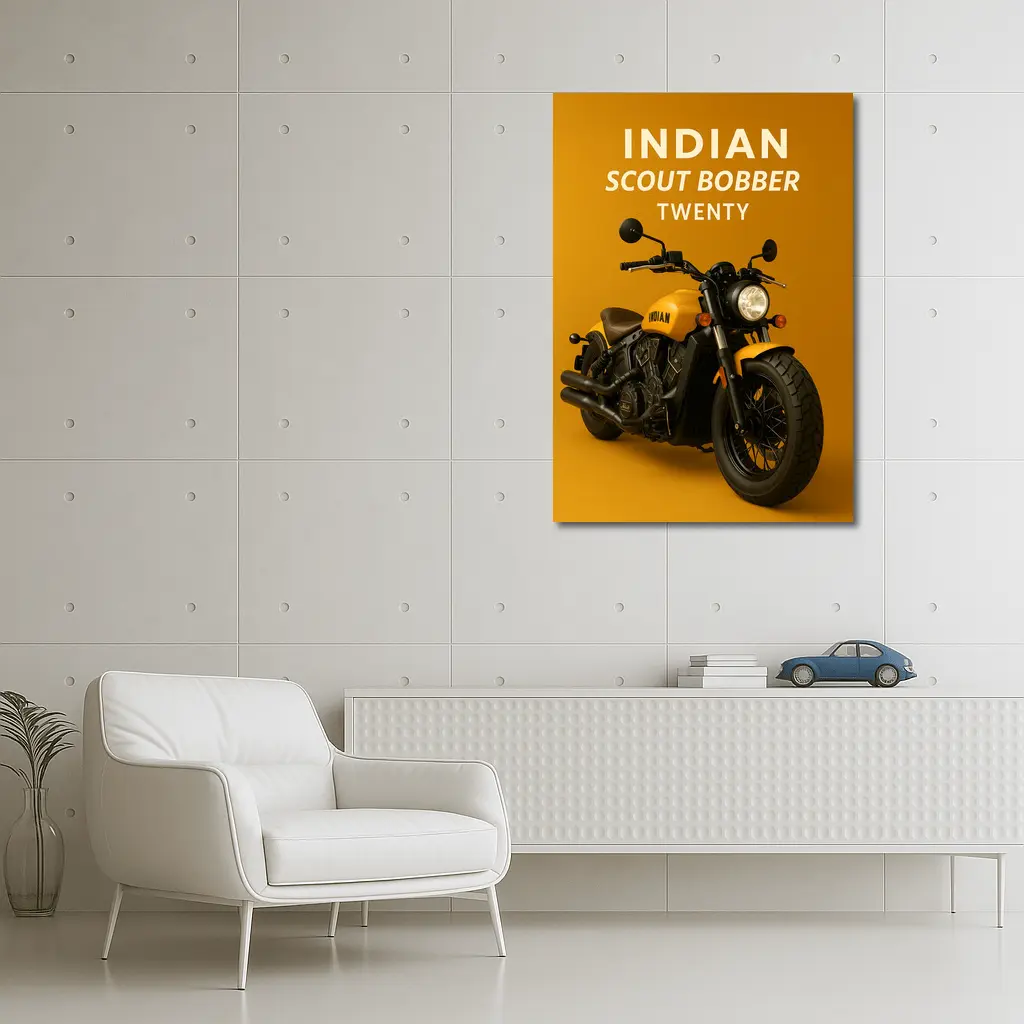Indian Scout Bobber Twenty Yellow Background – Wall Art