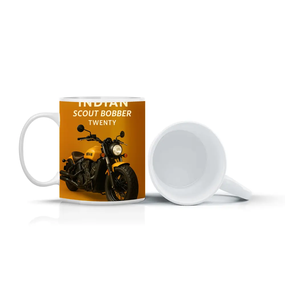 Indian Scout Bobber Twenty Yellow Background – Mugs