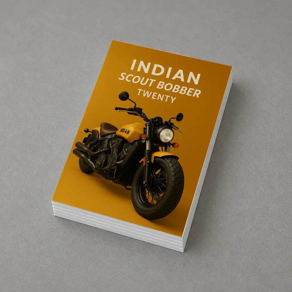 Indian Scout Bobber Twenty Yellow Background – Postcards