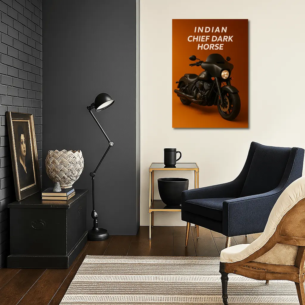 Indian Chief Dark Horse Matte Black Motorcycle – Wall Art