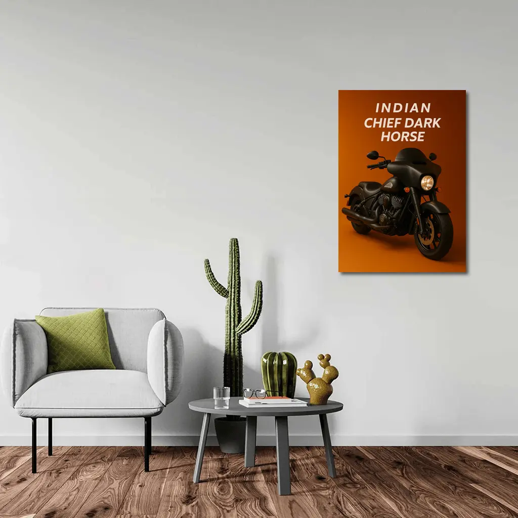 Indian Chief Dark Horse Matte Black Motorcycle – Wall Art