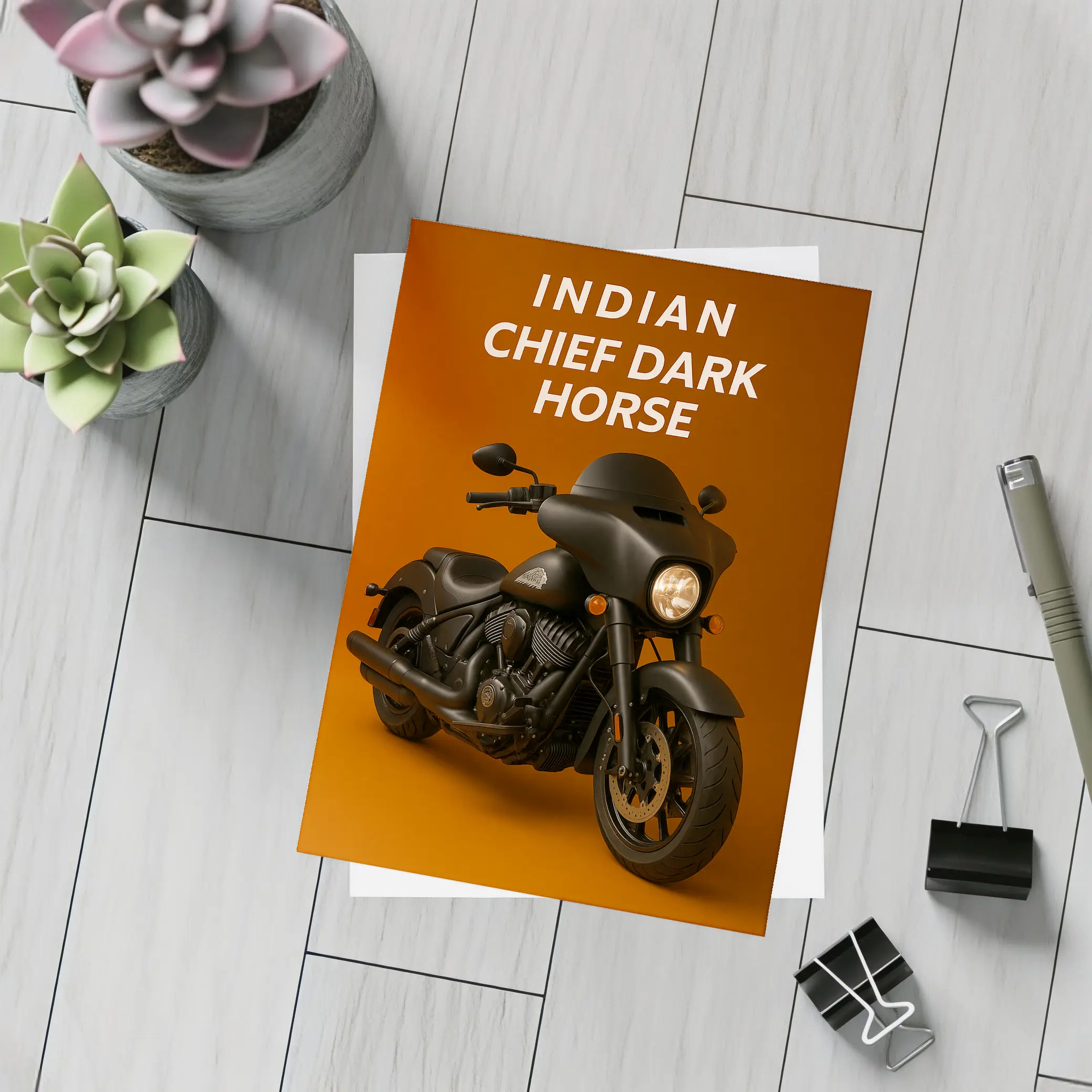Indian Chief Dark Horse Matte Black Motorcycle – Postcards