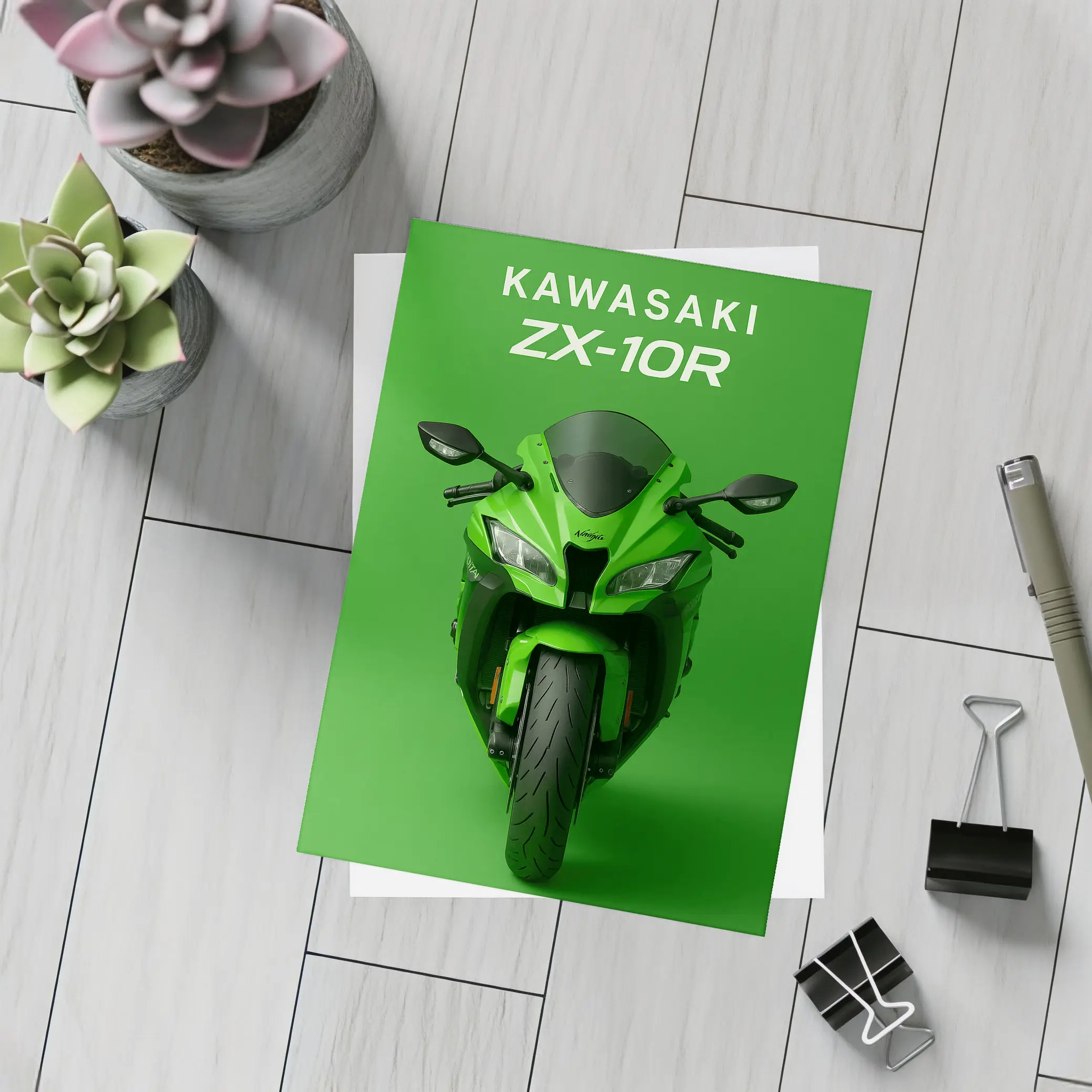 Kawasaki ZX-10R Ninja Green Sport Bike – Postcards
