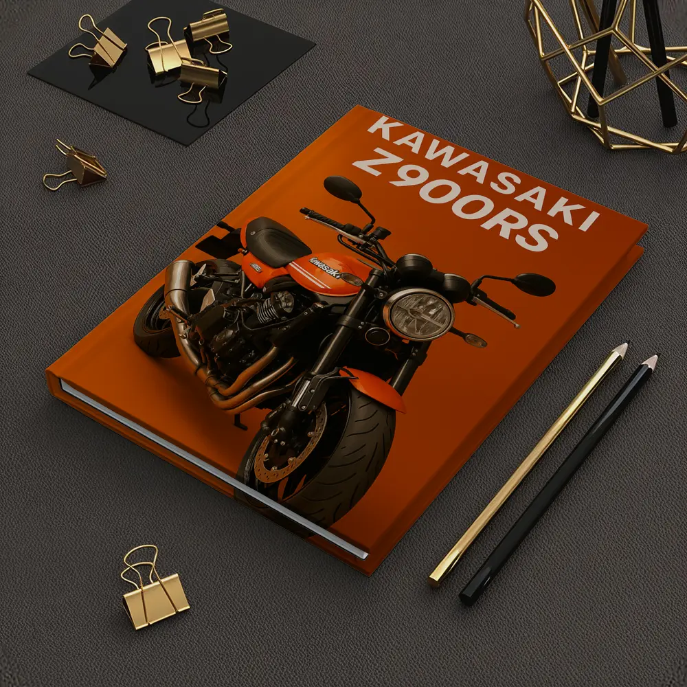 Kawasaki Z900RS Retro Motorcycle Orange Background – Notebooks